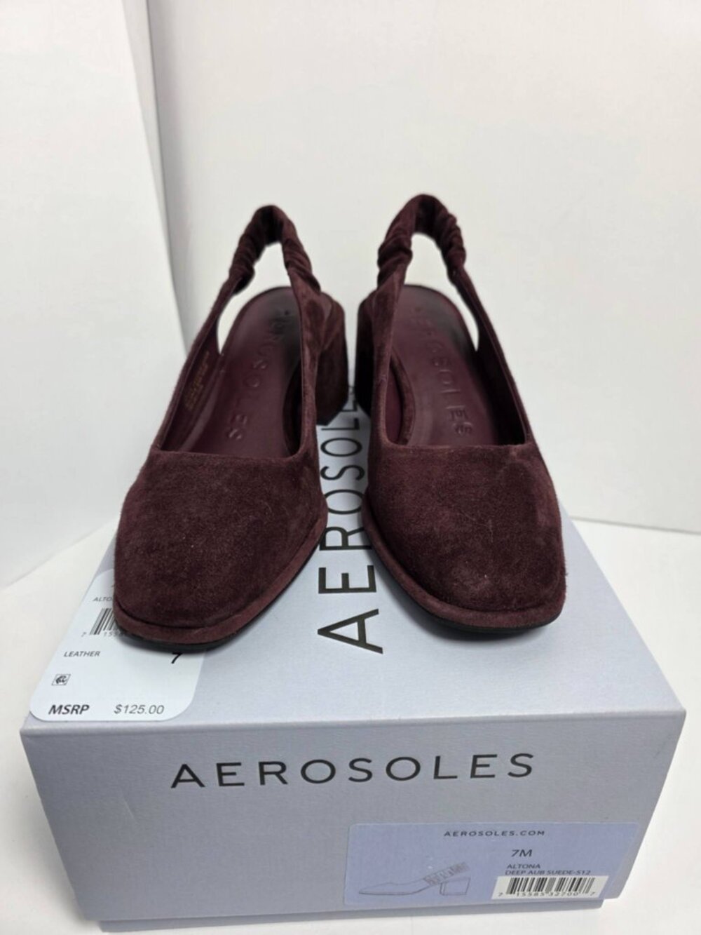 Aerosoles Womens Altona Slingback Block Heel Pumps Burgundy sz 7 New